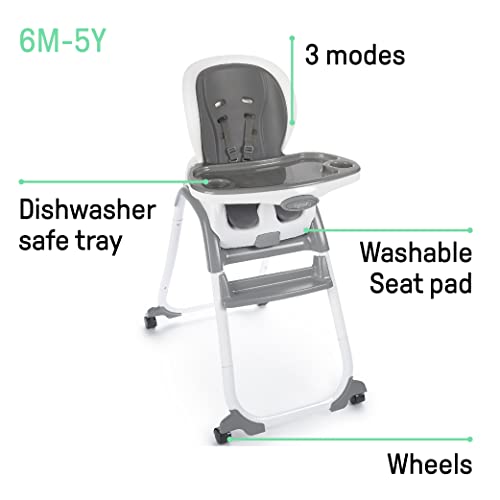 Ingenuity SmartClean Trio Elite 3-in-1 Convertible Baby High Chair, Toddler Chair, and Dining Booster Seat - Slate