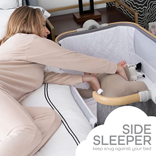 Baby Bassinet, Bedside Sleeper for Baby, Easy Folding Portable Crib with Storage Basket for Newborn, Bedside Bassinet, Comfy Mattress/Travel Bag Included