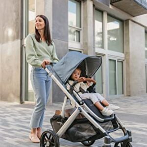 Vista V2 Stroller -Stella (Grey Brushed mélange/Silver/Chestnut Leather) + MESA V2 Infant Car Seat - Stella (Grey)