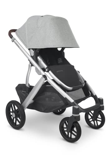 Vista V2 Stroller -Stella (Grey Brushed mélange/Silver/Chestnut Leather) + MESA V2 Infant Car Seat - Stella (Grey)