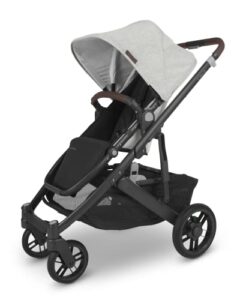 cruz v2 stroller -anthony (white and grey chenille/carbon/chestnut leather)