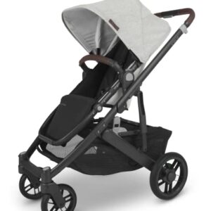 Cruz V2 Stroller -Anthony (White and Grey Chenille/Carbon/Chestnut Leather)