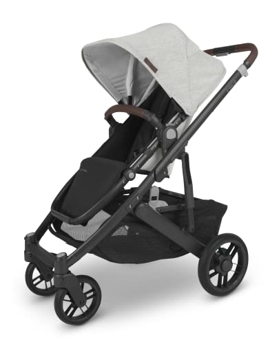 Cruz V2 Stroller -Anthony (White and Grey Chenille/Carbon/Chestnut Leather)