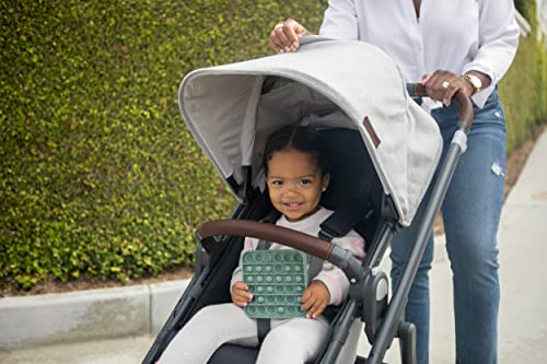 Cruz V2 Stroller -Anthony (White and Grey Chenille/Carbon/Chestnut Leather)