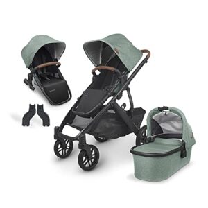 Vista V2 Stroller - Gwen (Green Melange/Carbon/Saddle Leather) + Upper Adapters + RumbleSeat V2 - Gwen (Green Melange/Carbon/Saddle Leather)