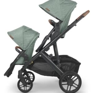 Vista V2 Stroller - Gwen (Green Melange/Carbon/Saddle Leather) + Upper Adapters + RumbleSeat V2 - Gwen (Green Melange/Carbon/Saddle Leather)