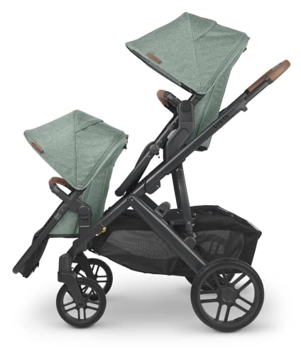 Vista V2 Stroller - Gwen (Green Melange/Carbon/Saddle Leather) + Upper Adapters + RumbleSeat V2 - Gwen (Green Melange/Carbon/Saddle Leather)