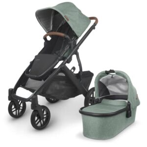 Vista V2 Stroller - Gwen (Green Melange/Carbon/Saddle Leather) + Upper Adapters + RumbleSeat V2 - Gwen (Green Melange/Carbon/Saddle Leather)