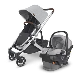 cruz v2 stroller – stella (grey brushed mélange/silver/chestnut leather) + mesa v2 infant car seat – stella (grey melange)