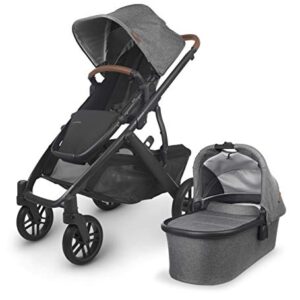 Vista V2 Stroller - Greyson (Charcoal Melange/Carbon/Saddle Leather) + MESA V2 Infant Car Seat - Jake (Charcoal)