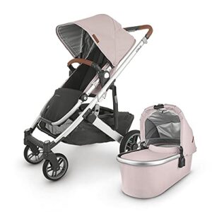 uppababy cruz v2 stroller – alice (dusty pink/silver/saddle leather) + bassinet – alice (dusty pink/silver)