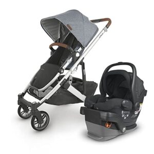 cruz v2 stroller – gregory (blue melange/silver/saddle leather) + mesa v2 infant car seat – jake (charcoal)