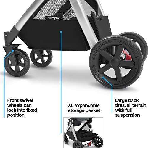 Mompush Ultimate2 Baby Stroller with Removable Bassinet - Full-Size Baby Strollers for Comfortable Outings with Baby - Toddler Stroller with Reversible Stroller Seat - Smooth Glide Bassinet Stroller