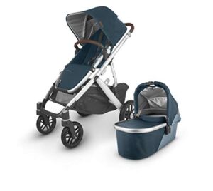 uppababy vista v2 stroller – finn (deep sea/silver/chestnut leather)