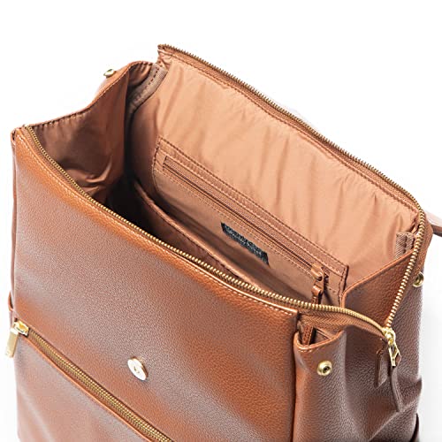 Freshly Picked Women's Convertible Classic Diaper Bag Backpack, Cognac