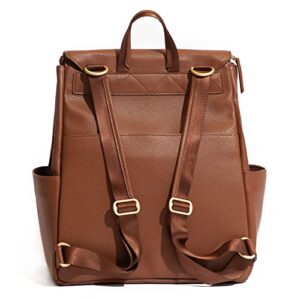 Freshly Picked Women's Convertible Classic Diaper Bag Backpack, Cognac