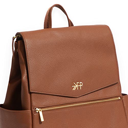 Freshly Picked Women's Convertible Classic Diaper Bag Backpack, Cognac