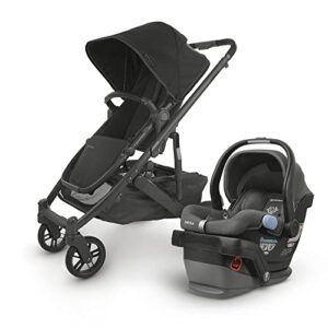 cruz v2 stroller – jake (black/carbon/black leather) + mesa infant car seat – jordan (charcoal mélange) merino wool