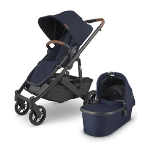 cruz v2 stroller – noa (navy/carbon/saddle leather) + bassinet – noa (navy/carbon)