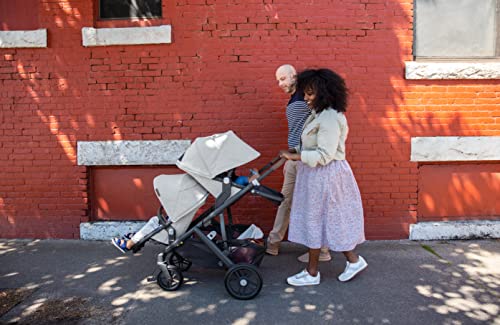 Vista V2 Stroller -Anthony (White & Grey Chenille/Carbon/Chestnut Leather) + Upper Adapters + RumbleSeat V2 - Anthony (White & Grey Chenille/Carbon/Chestnut Leather)