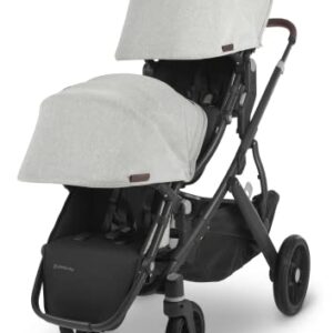 Vista V2 Stroller -Anthony (White & Grey Chenille/Carbon/Chestnut Leather) + Upper Adapters + RumbleSeat V2 - Anthony (White & Grey Chenille/Carbon/Chestnut Leather)