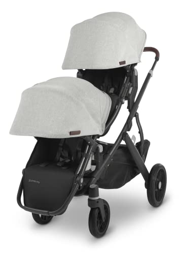 Vista V2 Stroller -Anthony (White & Grey Chenille/Carbon/Chestnut Leather) + Upper Adapters + RumbleSeat V2 - Anthony (White & Grey Chenille/Carbon/Chestnut Leather)