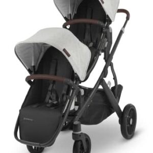 Vista V2 Stroller -Anthony (White & Grey Chenille/Carbon/Chestnut Leather) + Upper Adapters + RumbleSeat V2 - Anthony (White & Grey Chenille/Carbon/Chestnut Leather)