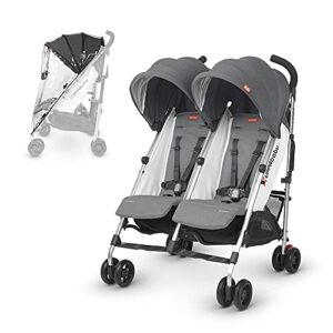 uppababy g-link 2  stroller – jordan (charcoal melange/silver) + g-link 2 rain shield