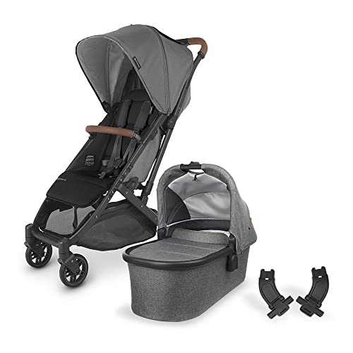 MINU V2 Stroller-Greyson (Charcoal mélange/Carbon/Saddle Leather)+ Adapter for Bassinet/MESA + Bassinet - Greyson (Charcoal Melange/Carbon)