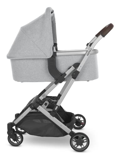 MINU V2 Stroller-Greyson (Charcoal mélange/Carbon/Saddle Leather)+ Adapter for Bassinet/MESA + Bassinet - Greyson (Charcoal Melange/Carbon)