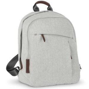 Changing Backpack -Anthony (White and Grey Chenille/Chestnut Leather)