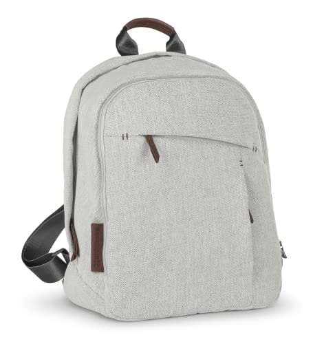 Changing Backpack -Anthony (White and Grey Chenille/Chestnut Leather)