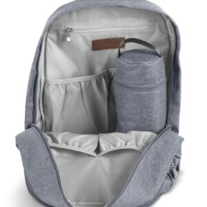 Changing Backpack -Anthony (White and Grey Chenille/Chestnut Leather)