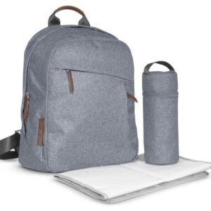 Changing Backpack -Anthony (White and Grey Chenille/Chestnut Leather)