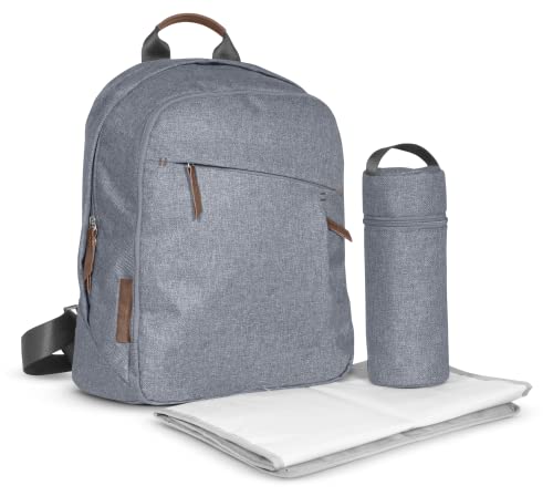 Changing Backpack -Anthony (White and Grey Chenille/Chestnut Leather)