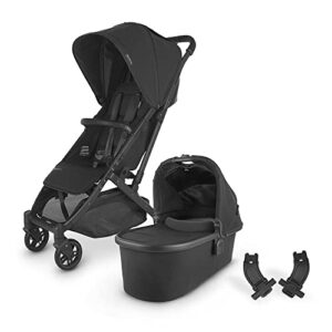 minu v2 stroller-jake (charcoal/carbon/black leather)+ adapter for bassinet/mesa + bassinet – jake (charcoal/carbon)