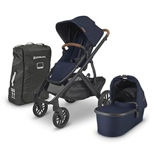 Vista V2 Stroller - NOA (Navy/Carbon/Saddle Leather) + Travel Bag for Vista, Vista V2, Cruz, Cruz V2
