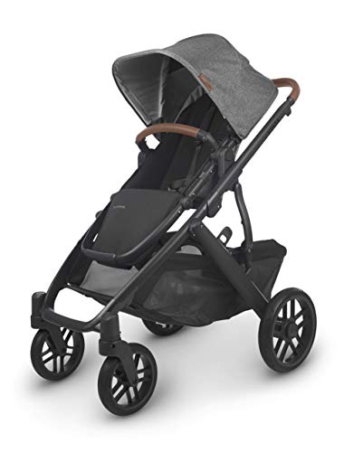 UPPAbaby Vista V2 Stroller - Greyson (Charcoal Melange/Carbon/Saddle Leather) + Travel Bag for Vista, V2, Cruz, V2