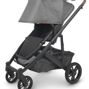 Cruz V2 Stroller – Greyson (Charcoal mélange/Carbon/Saddle Leather) + Bassinet – Greyson (Charcoal mélange/Carbon)