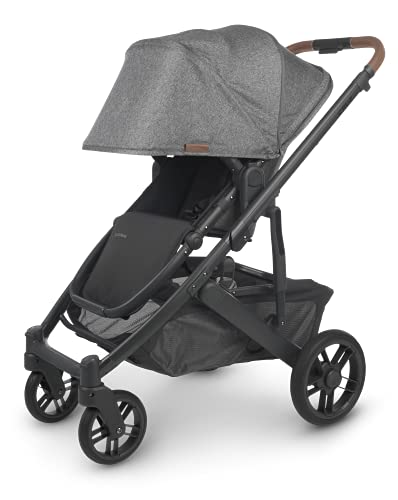 Cruz V2 Stroller – Greyson (Charcoal mélange/Carbon/Saddle Leather) + Bassinet – Greyson (Charcoal mélange/Carbon)