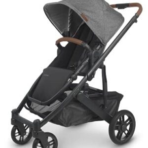 Cruz V2 Stroller – Greyson (Charcoal mélange/Carbon/Saddle Leather) + Bassinet – Greyson (Charcoal mélange/Carbon)