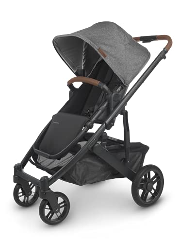 Cruz V2 Stroller – Greyson (Charcoal mélange/Carbon/Saddle Leather) + Bassinet – Greyson (Charcoal mélange/Carbon)