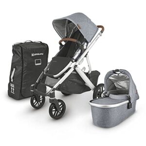 Vista V2 Stroller -  Gregory (Blue Melange/Silver/Saddle Leather)+ Travel Bag for Vista, Vista V2, Cruz, Cruz V2)