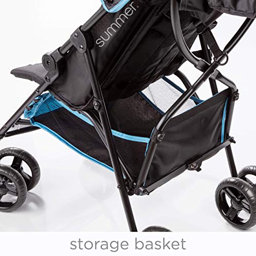 Summer 3Dmini Convenience Stroller, Blue/Black – Lightweight Infant Stroller with Compact Fold, Multi-Position Recline, Canopy with Pop Out Sun Visor and More – Umbrella Stroller for Travel and More