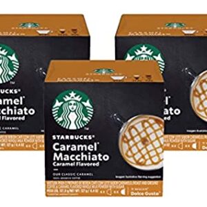 Starbucks Coffee by Nescafe Dolce Gusto, Starbucks Caramel Macchiato, Coffee Pods, 12 capsules, Pack of 3 (Packaging May Vary)