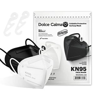dolce calma kn95 face mask 100 pack, 5-layers dust safety, breathable protection masks against pm2.5 for men & women, black and white?