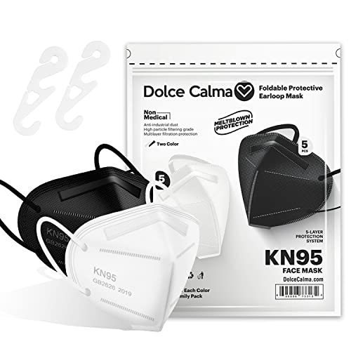 Dolce Calma KN95 Face Mask 100 Pack, 5-Layers Dust Safety, Breathable Protection Masks Against PM2.5 for Men & Women, Black and White?