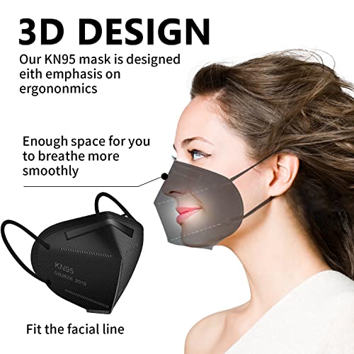 Dolce Calma KN95 Face Mask 100 Pack, 5-Layers Dust Safety, Breathable Protection Masks Against PM2.5 for Men & Women, Black and White?