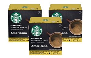 dolce gusto starbucks coffee veranda blend americano, (packaging may vary), 12 count (pack of 3)