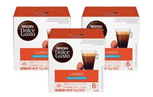 nescafe dolce gusto coffee pods, lungo decaffeinato, 16 capsules, pack of 3